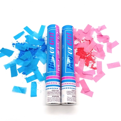 Ali Biru Pink Custom Biodegradable Confetti Asap Menunjukkan Jenis Kelamin Confetti Powder Cannon Party Popper Confetti