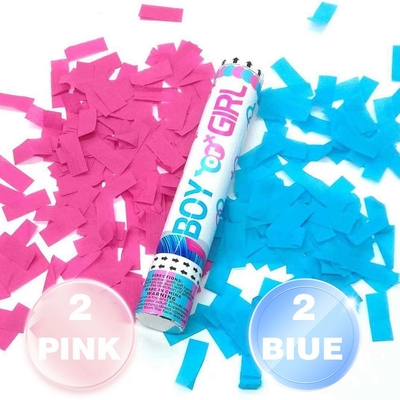 Partai Pengungkapan Jenis Kelamin Konfetti Cannon Biodegradable Air Compressed Popper di Biru dan Pink
