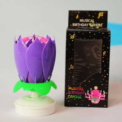 Multicolor Berputar Musik Ulang Tahun Lilin Bunga Untuk Perayaan