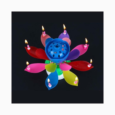 Multicolor Berputar Musik Ulang Tahun Lilin Bunga Untuk Perayaan