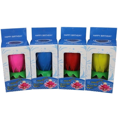 Multicolor Berputar Musik Ulang Tahun Lilin Bunga Untuk Perayaan