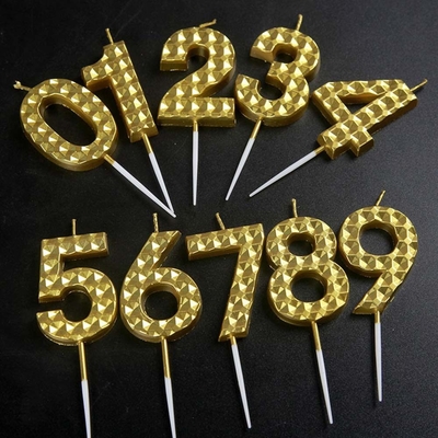 Creative Gold Silver Diamond Surface Lilin Digital Pesta Ulang Tahun Dekorasi Kue