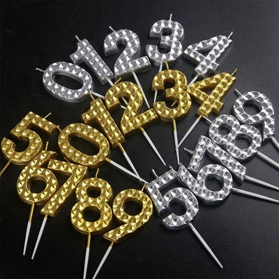 Creative Gold Silver Diamond Surface Lilin Digital Pesta Ulang Tahun Dekorasi Kue