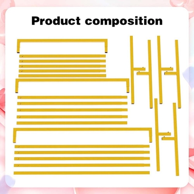 Gold Metal persegi panjang Arca Pernikahan Backdrop Stand Untuk Upacara Pesta Ulang Tahun