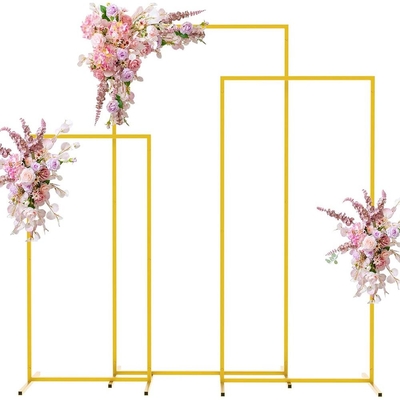 Gold Metal persegi panjang Arca Pernikahan Backdrop Stand Untuk Upacara Pesta Ulang Tahun