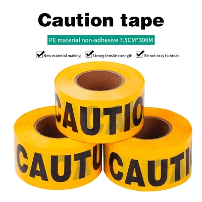 Tape peringatan warna kuning tidak lengket penghalang jalan penghasil penghalang keamanan dengan bahan PET
