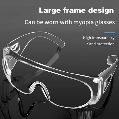 Outdoor Transparan Wide Vision Kacamata Keamanan Olahraga Kerangka Polikarbonat Jelas Kacamata ventilasi Flanking