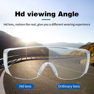 Outdoor Transparan Wide Vision Kacamata Keamanan Olahraga Kerangka Polikarbonat Jelas Kacamata ventilasi Flanking