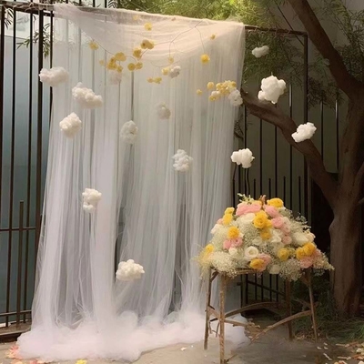 Custom Polyester Tulle Kain Lembut Pewarnaan Warna Murni Untuk Dekorasi Pernikahan Luar