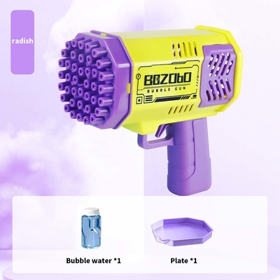Bubble Gun Rocket 69 Holes Soap Bubbles Machine Christmas Gift Gun Shape Automatic Blower dengan mainan ringan untuk anak-anak