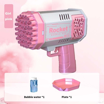 Bubble Gun Rocket 69 Holes Soap Bubbles Machine Christmas Gift Gun Shape Automatic Blower dengan mainan ringan untuk anak-anak