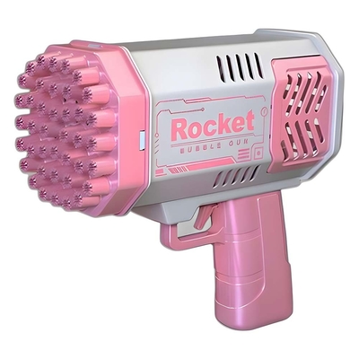 Bubble Gun Rocket 69 Holes Soap Bubbles Machine Christmas Gift Gun Shape Automatic Blower dengan mainan ringan untuk anak-anak