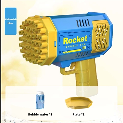 Bubble Gun Rocket 69 Holes Soap Bubbles Machine Christmas Gift Gun Shape Automatic Blower dengan mainan ringan untuk anak-anak