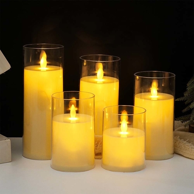 Hari Ayah Flameless berkedip lilin di LED Acrylic Cup untuk dekorasi ulang tahun