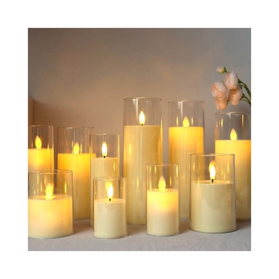 Hari Ayah Flameless berkedip lilin di LED Acrylic Cup untuk dekorasi ulang tahun
