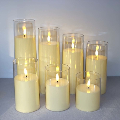 Hari Ayah Flameless berkedip lilin di LED Acrylic Cup untuk dekorasi ulang tahun