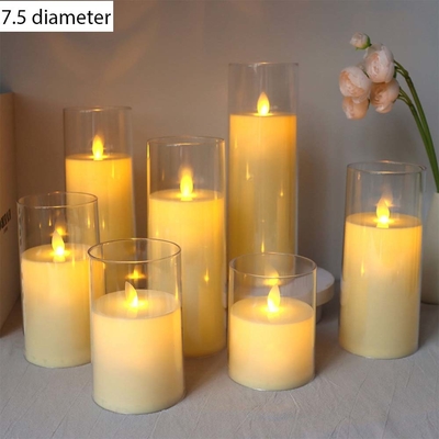 Hari Ayah Flameless berkedip lilin di LED Acrylic Cup untuk dekorasi ulang tahun