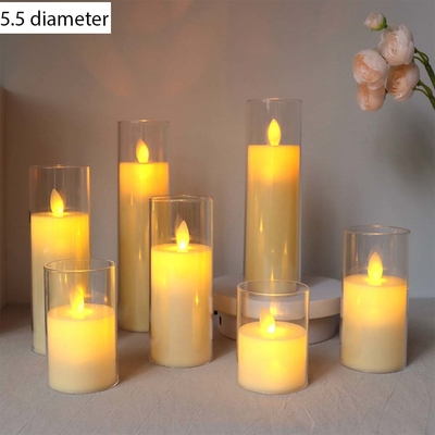 Hari Ayah Flameless berkedip lilin di LED Acrylic Cup untuk dekorasi ulang tahun