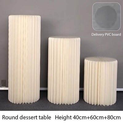 Acrylic Cylindrical Foldable Dessert Table dalam bentuk khusus untuk Paper Folding Occasion Wedding Birthday Party Decoration