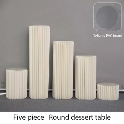 Acrylic Cylindrical Foldable Dessert Table dalam bentuk khusus untuk Paper Folding Occasion Wedding Birthday Party Decoration