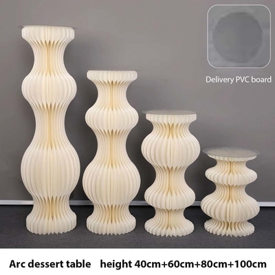 Acrylic Cylindrical Foldable Dessert Table dalam bentuk khusus untuk Paper Folding Occasion Wedding Birthday Party Decoration