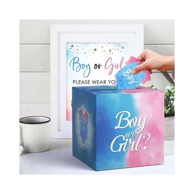 Grosir Anak Laki-laki &amp; Gadis Menunjukkan Jenis Kelamin Kotak Pemungutan Suara dengan Kartu Hadiah Pemungutan Suara untuk Pasokan Dekorasi Pesta Mandi Bayi
