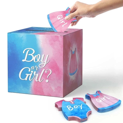 Baby Gender Reveal Voting Box Anak laki-laki dan perempuan Gender Voting Game Box untuk Baby Shower Party Decor