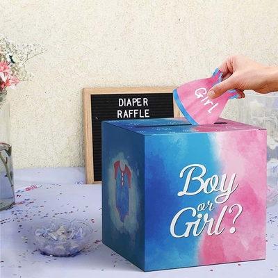 Baby Gender Reveal Voting Box Anak laki-laki dan perempuan Gender Voting Game Box untuk Baby Shower Party Decor