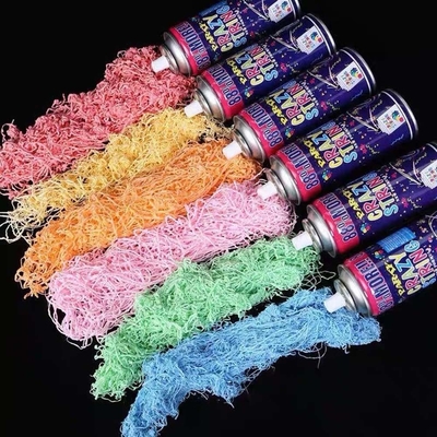 Jarak tembak 5-8m Streamer berwarna-warni ekonomis dan semprotan string gila konyol untuk dekorasi festival